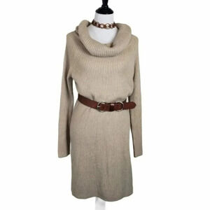 Halogen‎ S tan ribbed cowl sweater dress